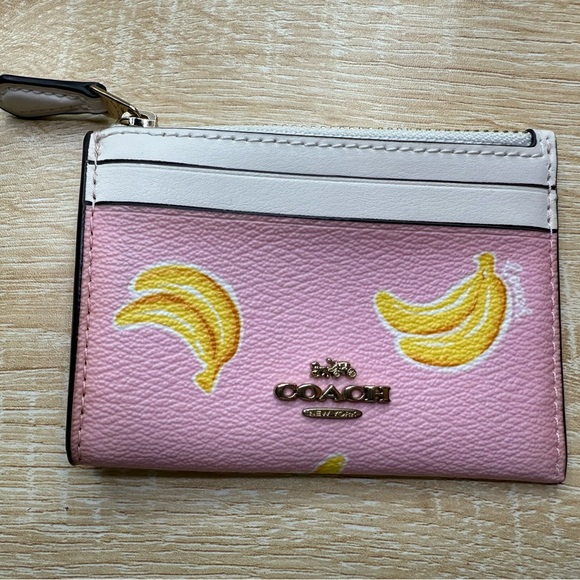 Coach Accessories - Coach Pink and Yellow Banana Print Card Holder